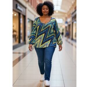 Style & Co. Woman 3X Vibrant Nylon Blouse with Elastic Hems